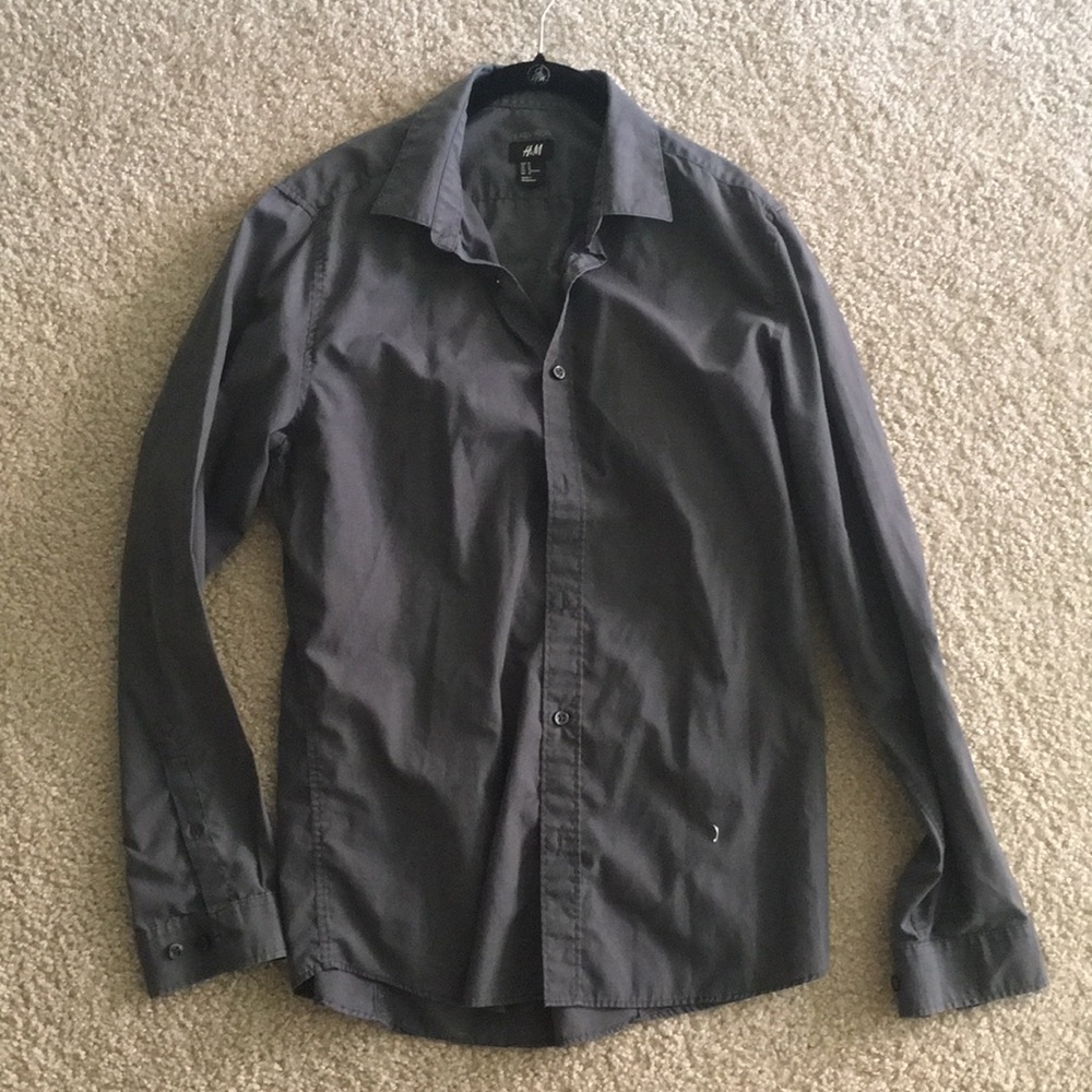 H&M button up dress shirt grey gray